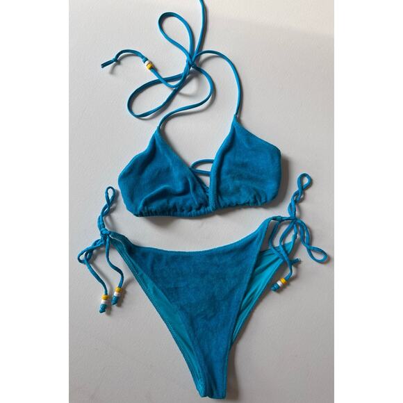 MC2 Saint Barth Blue Terry Cloth Triangle Bikini Set - Size M - Picture 2 of 9